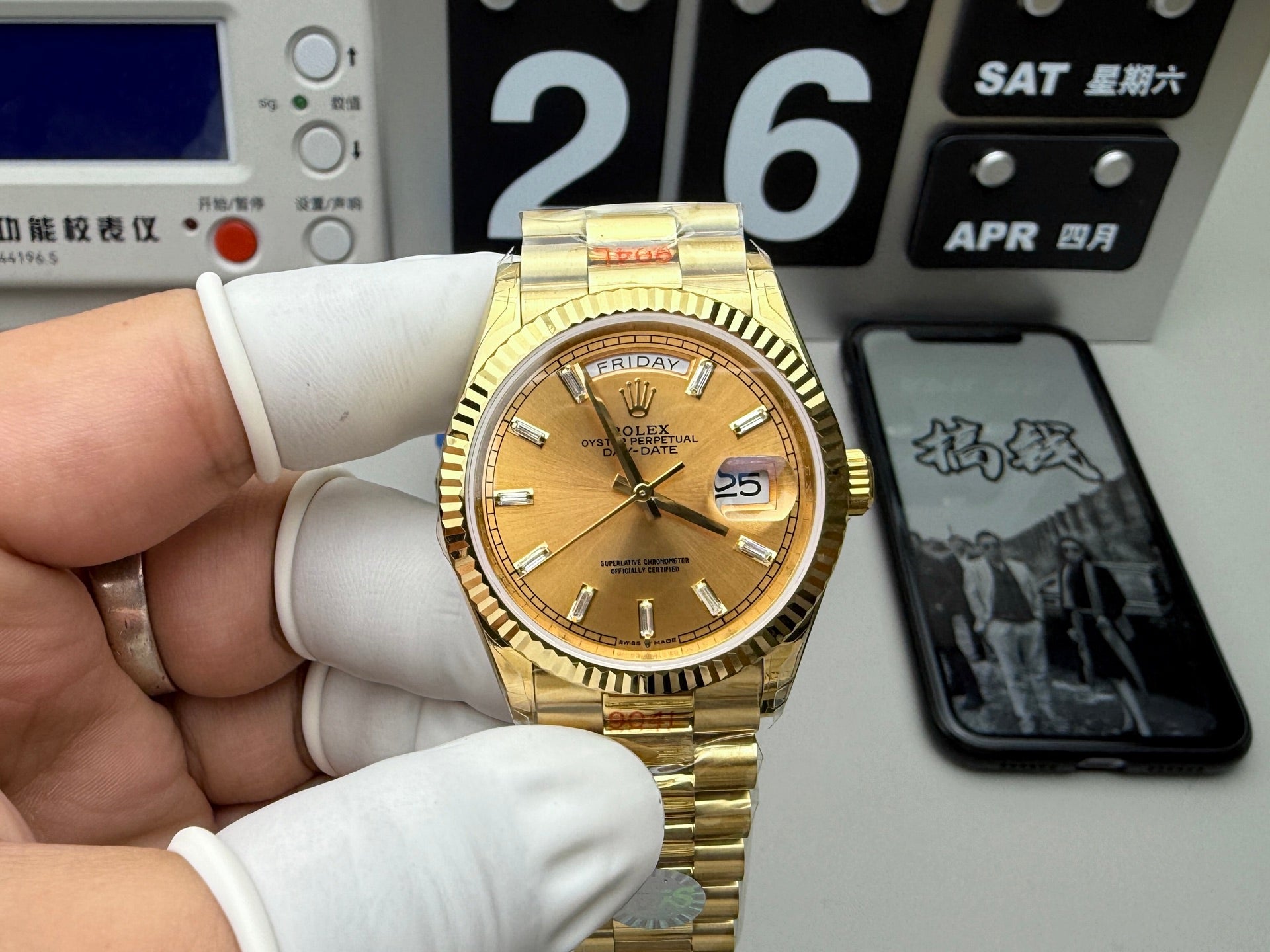 Rolex Day-Date 18038 Champagne Spanish Day Wheel